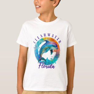 Camiseta Clearwater Flórida Golfinho Feliz Aquarela