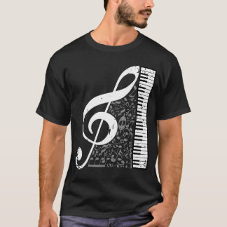 Camiseta Clef Piano Musical Notes Pianist Musicians Instrum