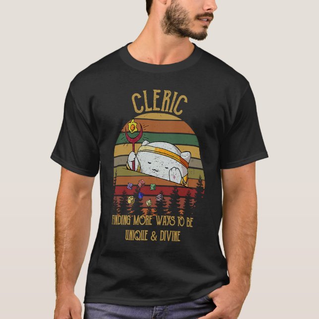 Camiseta CLERIC Finding More Ways To Be Unique & Divine RPG (Frente)