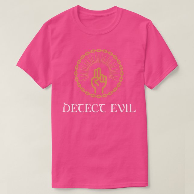 Camiseta Cleric Paladin Detect Mau Tabletop RPG Addict (Frente do Design)