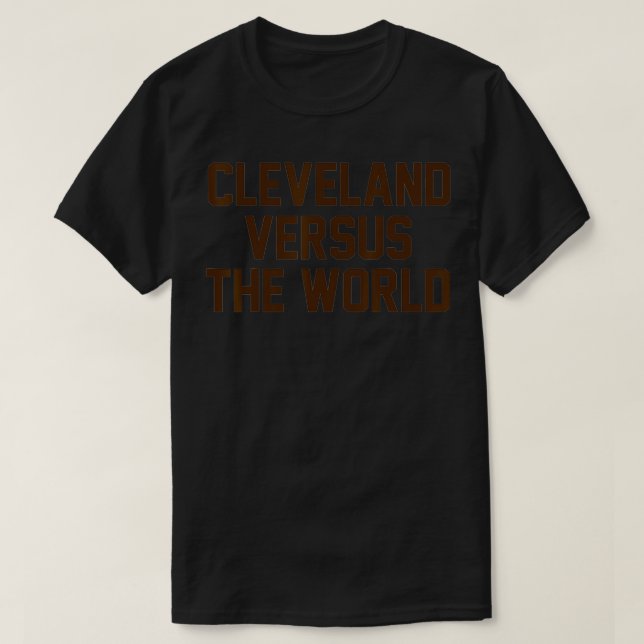 Camiseta Cleveland Versus o Mundo das Letras Marrons (Frente do Design)