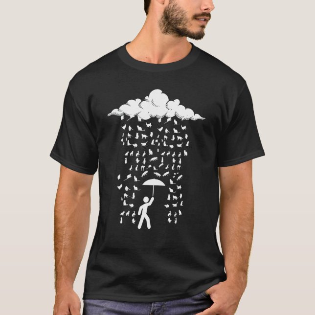 Camiseta Clima de Chuvas de Gatos Animal Gato (Frente)