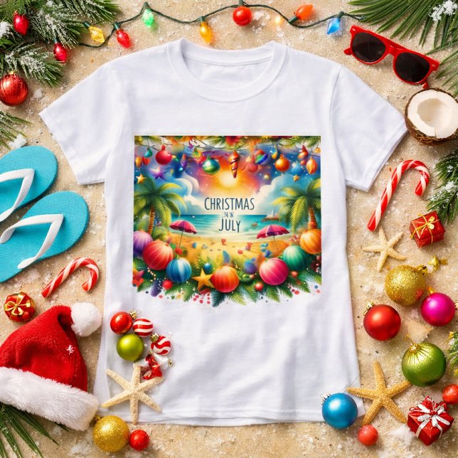 Camiseta Clima de Praia Natal em Julho (Criador carregado)