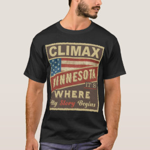 Camiseta CLIMAX, MN É onde minha história começa