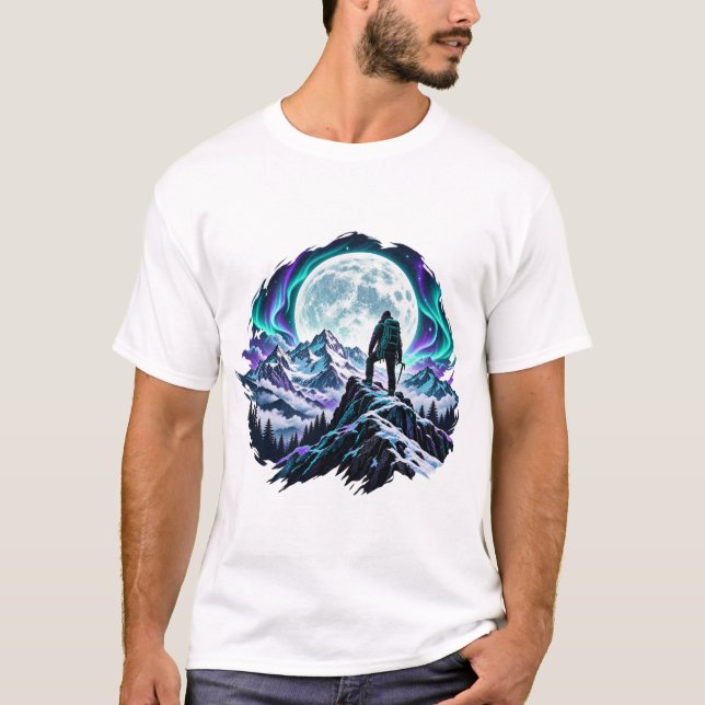 Camiseta Climber Montanhista Lua Cheia Aurora (Frente)