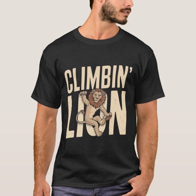 Camiseta Climbin Lion - Funny Climber  (Frente)