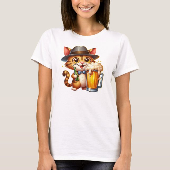 Camiseta Clipart Cat E Cerveja Design-85244 (Frente)