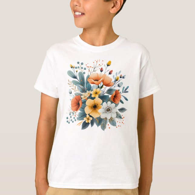 Camiseta Clipart de Flores Boho do Dia das Mães-619830 (Frente)