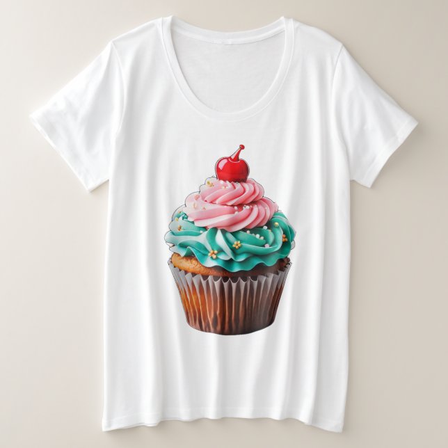 Camiseta Clipe de Ilustração de Deserto de Cupcake de Anive (Frente do Design)