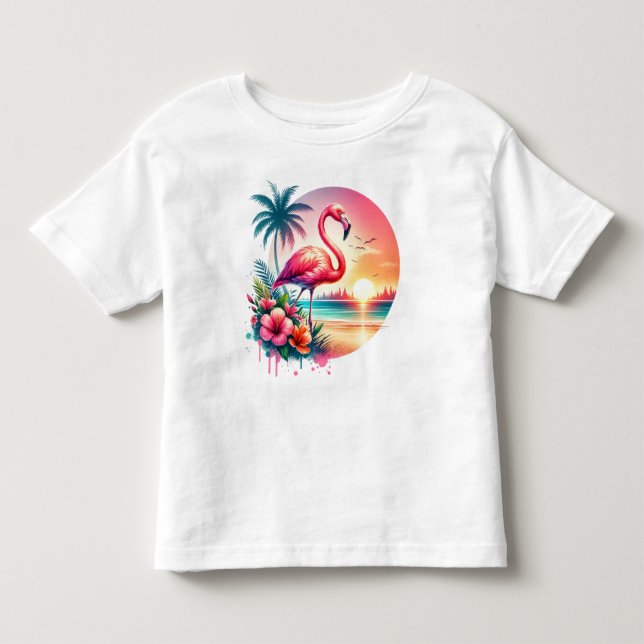 Camiseta Clipe do Sunset Flamingo Rosa (Frente)