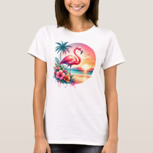 Camiseta Clipe do Sunset Flamingo Rosa