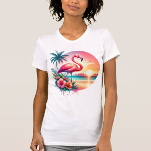 Camiseta Clipe do Sunset Flamingo Rosa