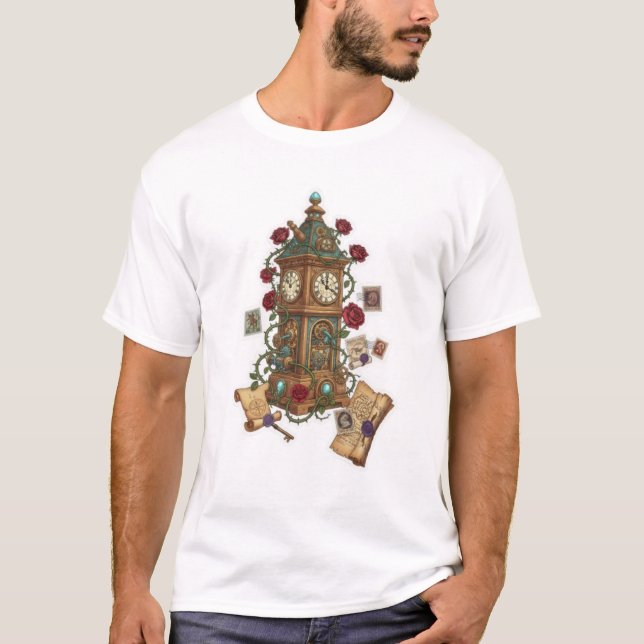 Camiseta Clock Tower Fantasy Time Machine Illustration (Frente)