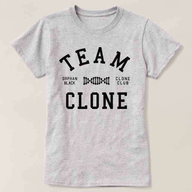 Camiseta Clone preto órfão da equipe (Frente do Design)