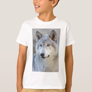Camiseta Close up do lobo cinzento