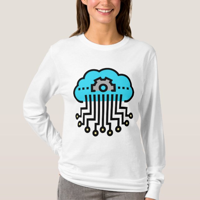 Camiseta Cloud Computing Network Circuit Gear Tech (Frente)