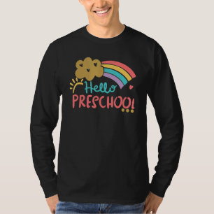 Camiseta Cloud Rainbow Alô, Professor De Pré-Escolas De Vol