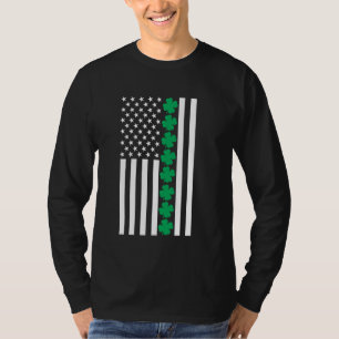 Camiseta Clover American Flag Shamrock Dia de São Patrício 