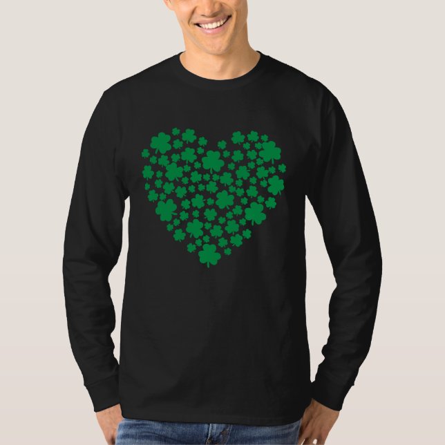 Camiseta Clover Leaf Shamrock Heart St Patrick's Day For Wo (Frente)
