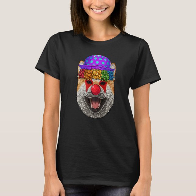 Camiseta Clown Shiba Inu Circus Carnival Costume Theme Part (Frente)