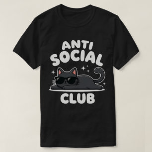 Camiseta Clube Anti Social   Paródia do Gato Preto Legal