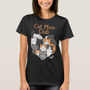 Camiseta Clube da Mamãe Gata - Ilustração Fofa de Coração c