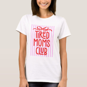 Camiseta Clube das Mães Cansadas e Divertidas com Listras R