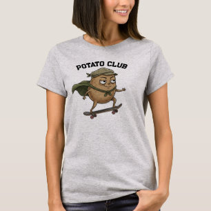 Camiseta Clube de Batata de Skate Engraçado Cartoon Retro