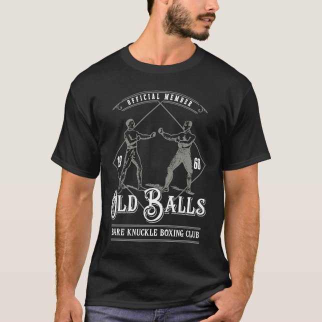 Camiseta Clube de Boxe Sem Luvas Old Balls para os 60 anos  (Frente)