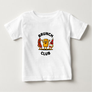 Camiseta Clube de Brunch Design Retrô de Comida Divertida