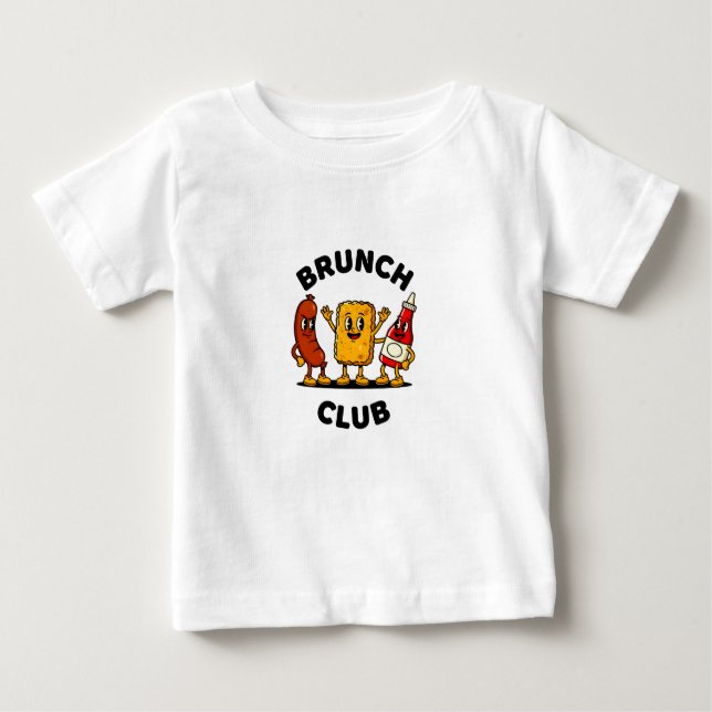 Camiseta Clube de Brunch Design Retrô de Comida Divertida (Frente)