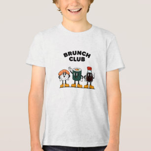 Camiseta Clube de Brunch Sushi Retro & Molho de Soja Cartoo