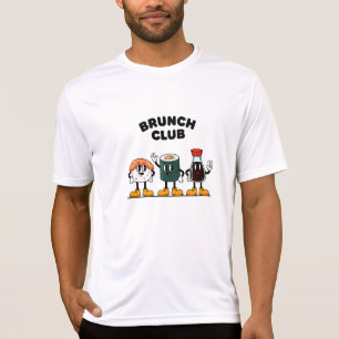 Camiseta Clube de Brunch Sushi Retro & Molho de Soja Cartoo