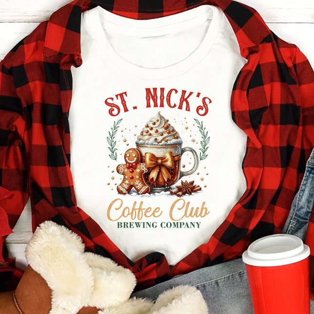 Camiseta Clube de Café do Natal de Pão de Mel do St. Nick (Criador carregado)