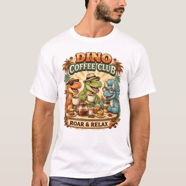Camiseta Clube de Café Retro Dino (Frente)