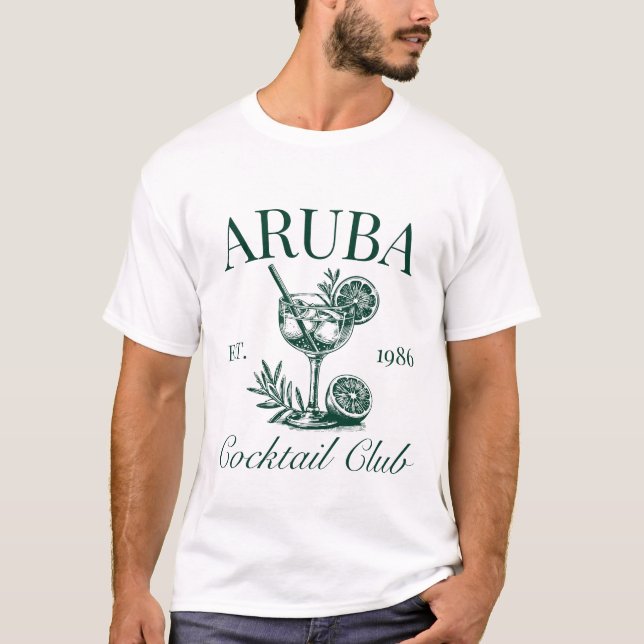 Camiseta clube de coquetel de Aruba (Frente)