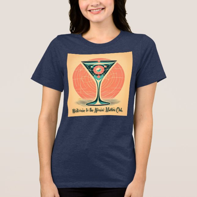 Camiseta Clube de Coquetel Martini Atômico de Entrelaçament (Frente)