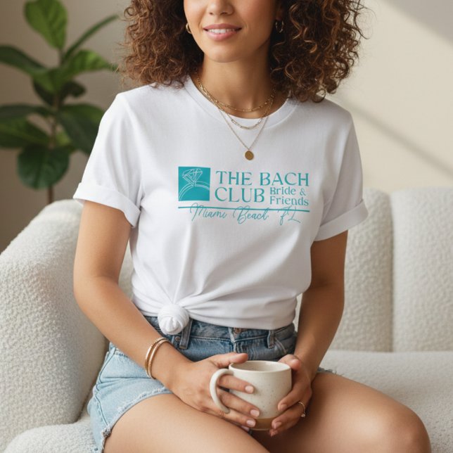 Camiseta Clube de Despedida de Solteira Azul Moderno (Bach Club Modern Blue Bachelorette T-Shirt)