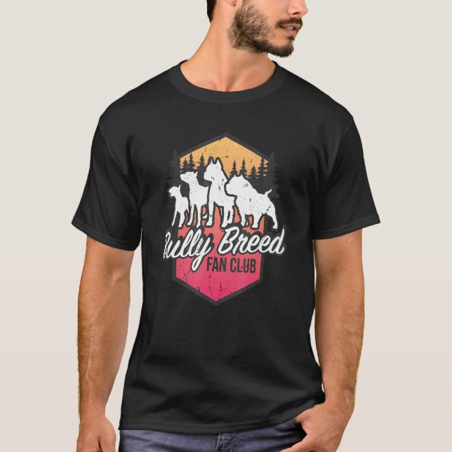 Camiseta Clube de Fãs da Raça Bully Engraçada Pit Bull Amst (Frente)
