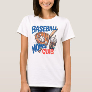Camiseta Clube de Mães de Beisebol Dia de Jogo Desenho Retr