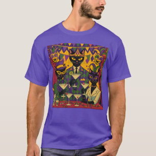 Camiseta Clube de Martini de Gato Preto Retro Futurista de 
