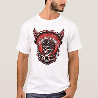 Camiseta Clube de Motociclismo Caveira Asas Demônios do Céu