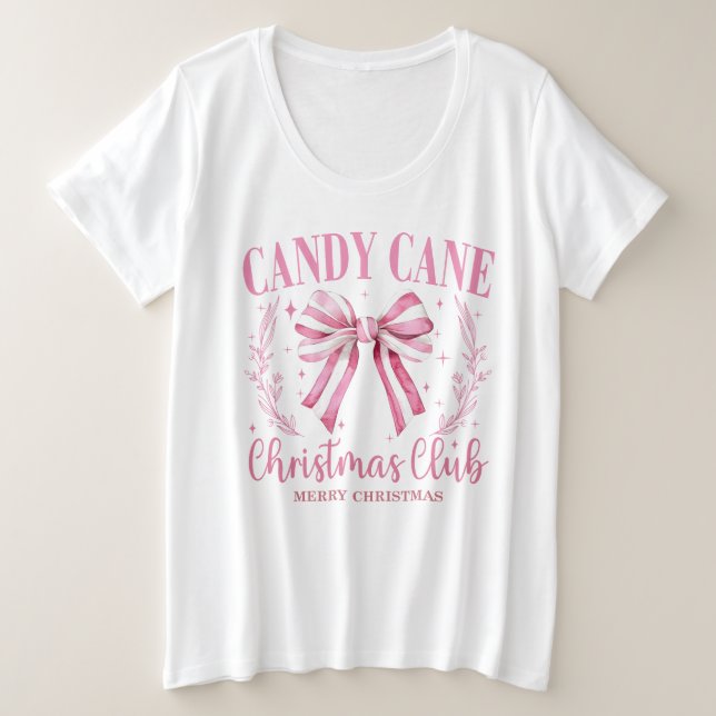 Camiseta Clube de Natal de Canas Rosa (Frente do Design)