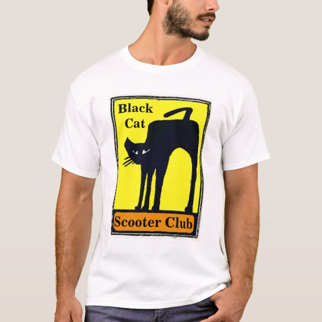 Camiseta Clube de Patinete de Gato Negro, editar texto (Frente)