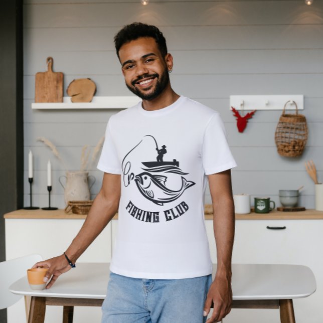 Camiseta Clube de Pesca Mínimo Negro e Branco (Criador carregado)