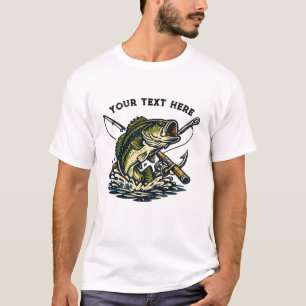 Camiseta Clube de Pesca Vintage Emblema de Robalo Retro