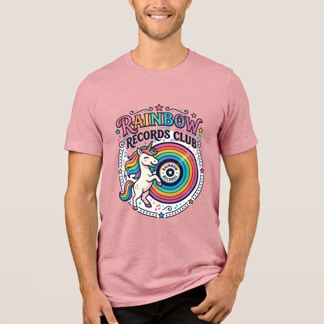 Camiseta Clube de Registros de Arco-Íris de Unicórnio Fundo (Frente)