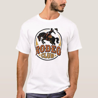 Camiseta Clube de Rodeio Clássico Cowboy Cavalgando um Cava