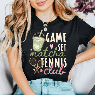 Camiseta Clube de Tênis Game Set Matcha Fofa e Retro Femini
