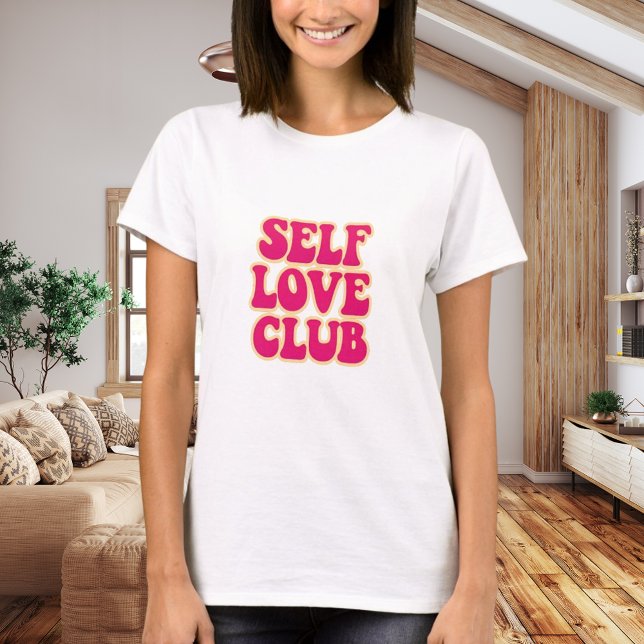 Camiseta Clube do Amor Próprio rosa amarelo citação humor (Criador carregado)